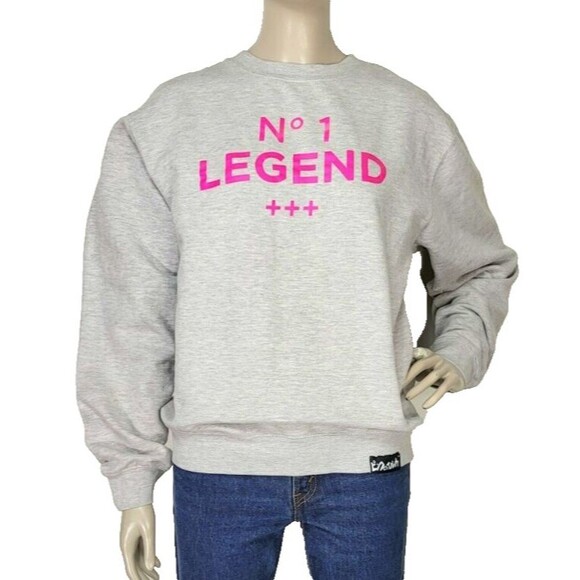 Pink Dolphin "No. 1 Legend" Gray and Pink Pullover Sweatshirt Adult Size M/L - Picture 1 of 5